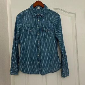 Levi's Blue Polka Dot Button Down Shirt